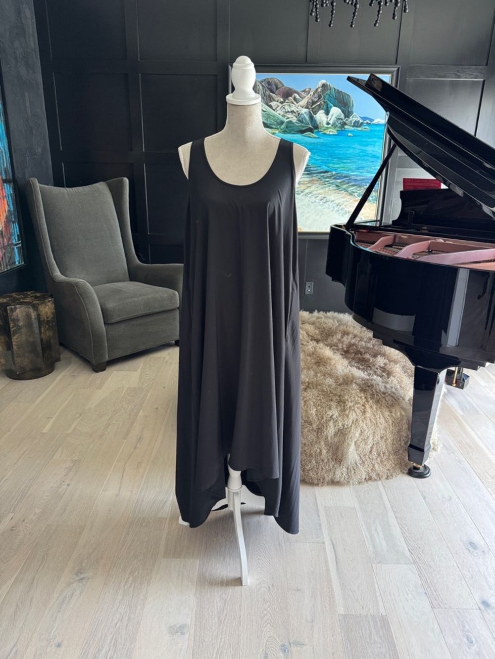 Athleta Black Sleeveless High-Low A-Line Dress
